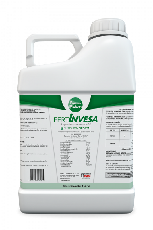 FERTILIZANTE FOLIAR FERTINVESA BANANO Y PLÁTANO