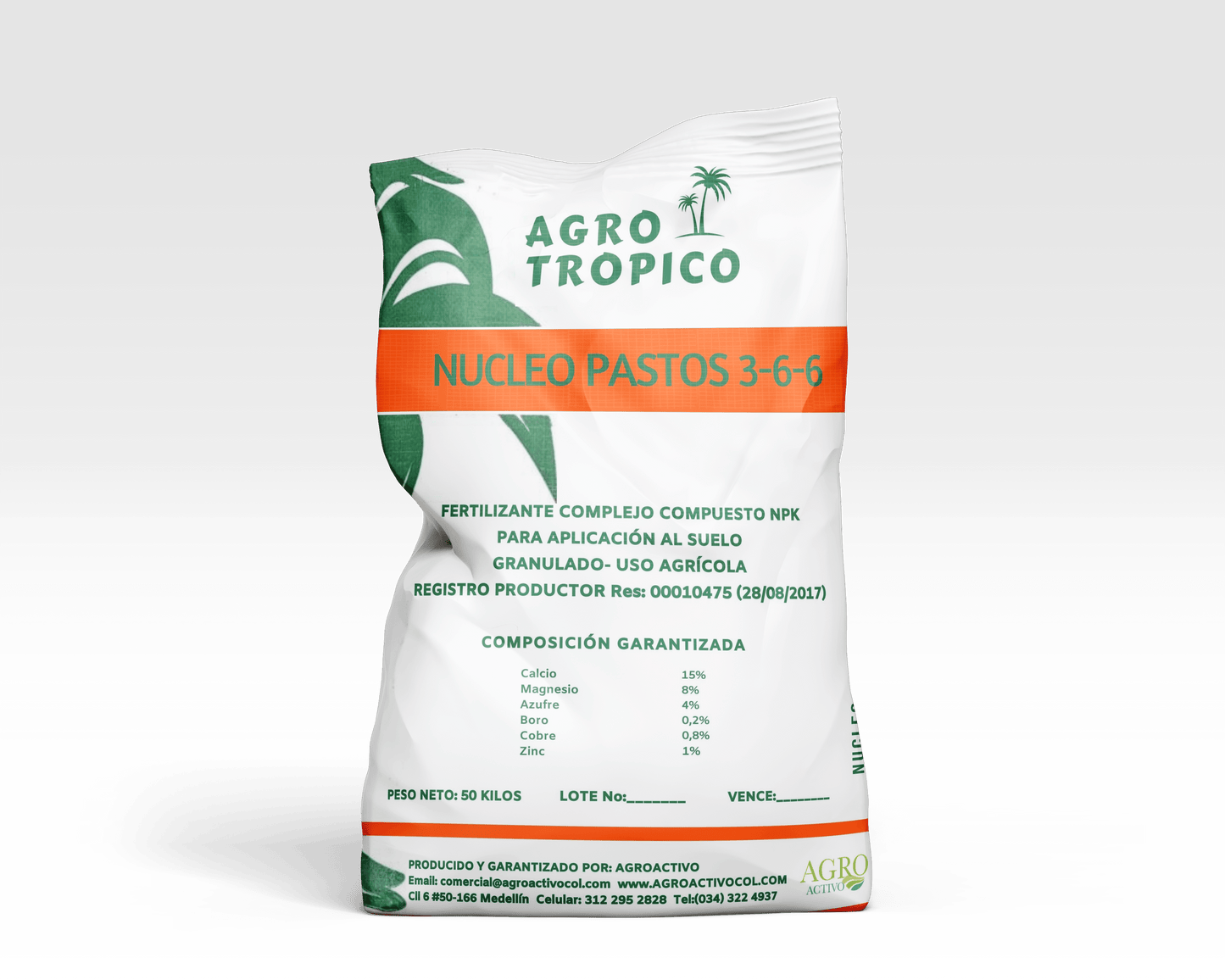 ABONO Y FERTILIZANTE NÚCLEO PASTOS 3-6-6 + SEC Y EM