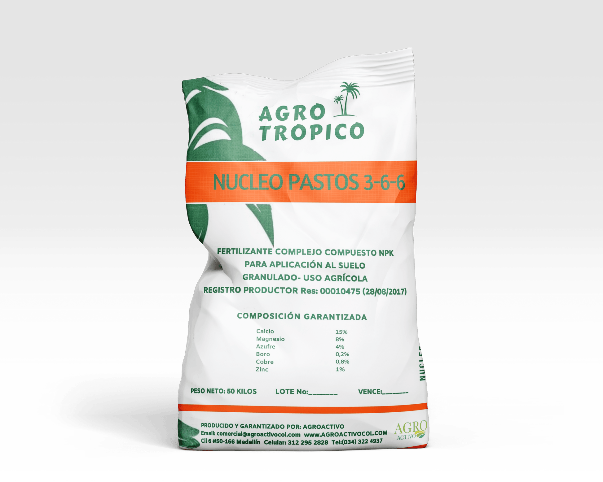 ABONO Y FERTILIZANTE NÚCLEO PASTOS 3-6-6 + SEC Y EM