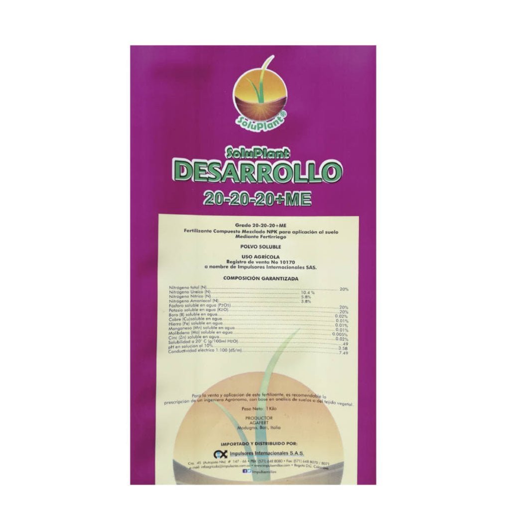 FERTILIZANTE SOLUPLANT DESARROLLO 20-20-20+ME