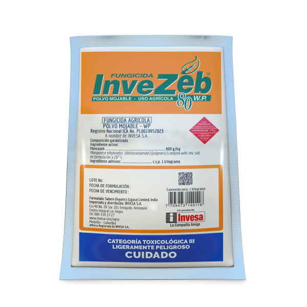 FUNGICIDA QUÍMICO MANCOZEB INVEZEB 80 WP