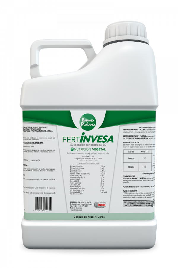 FERTILIZANTE FOLIAR FERTINVESA BANANO Y PLÁTANO