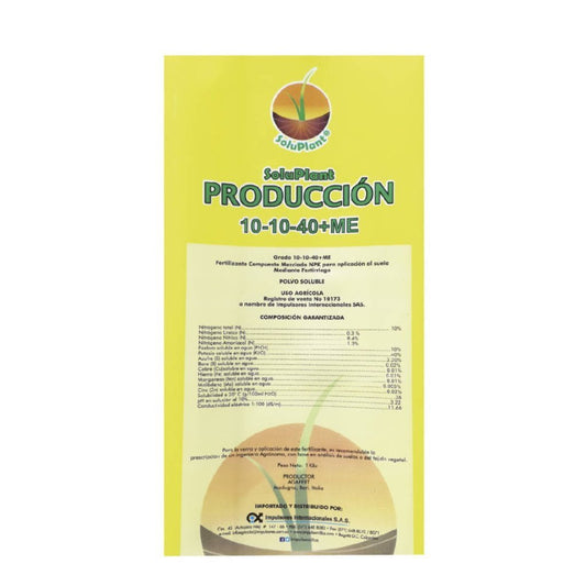 FERTILIZANTE SOLUPLANT PRODUCCIÓN 10-10-40 + ME