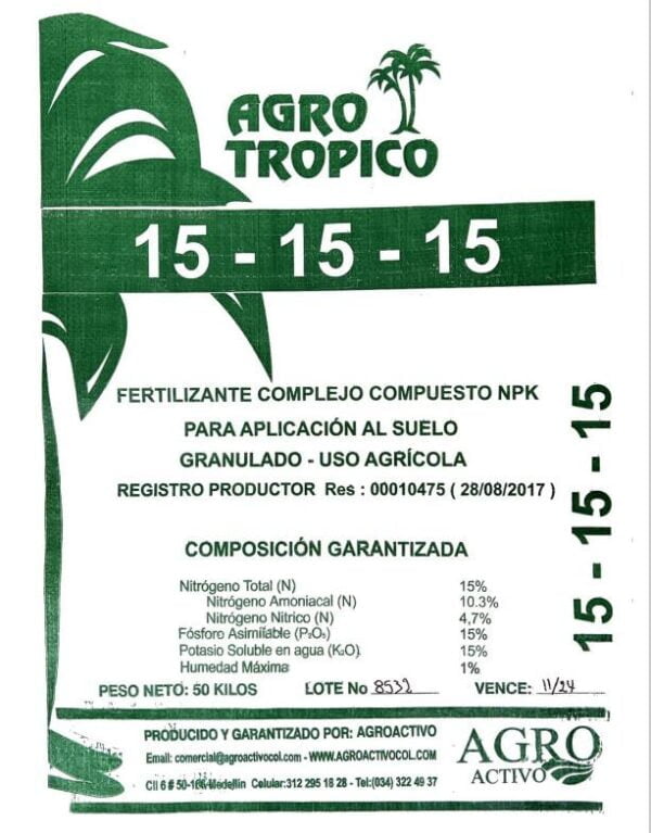 Fertilizante Triple 15 15 15 Agroactivo 5849